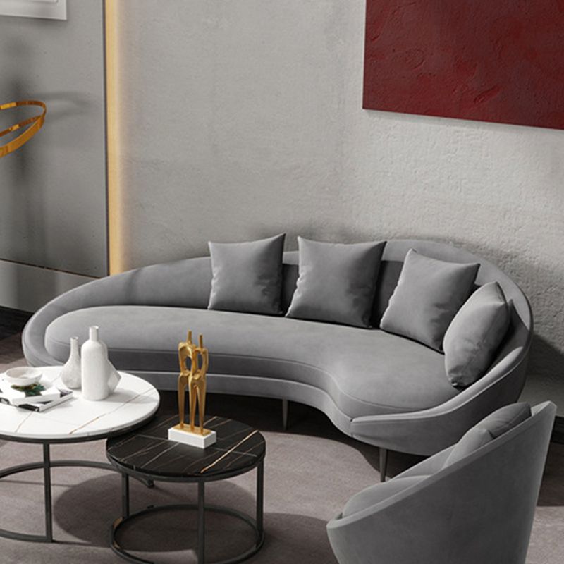 Sloped Arm Sofa Velvet Curved Sofa for Living Room, Apartment