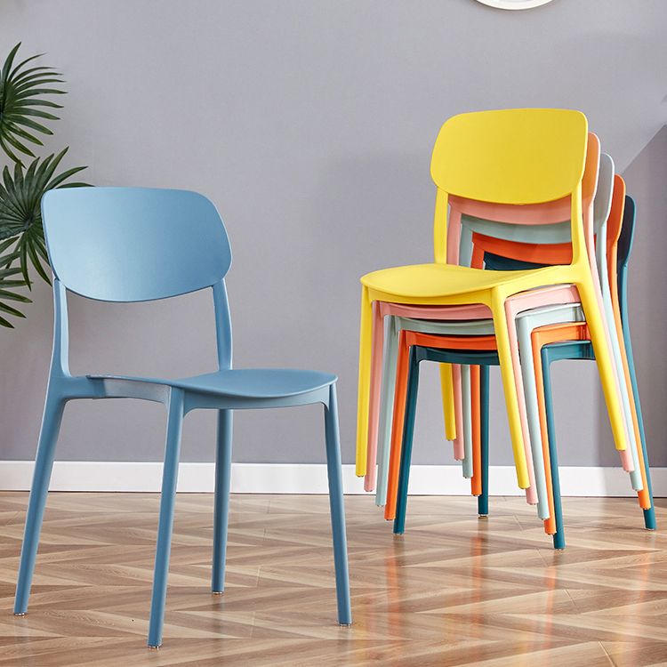 Contemporary Plastic Dining Chair Open Back Dining Side Chair for Kitchen