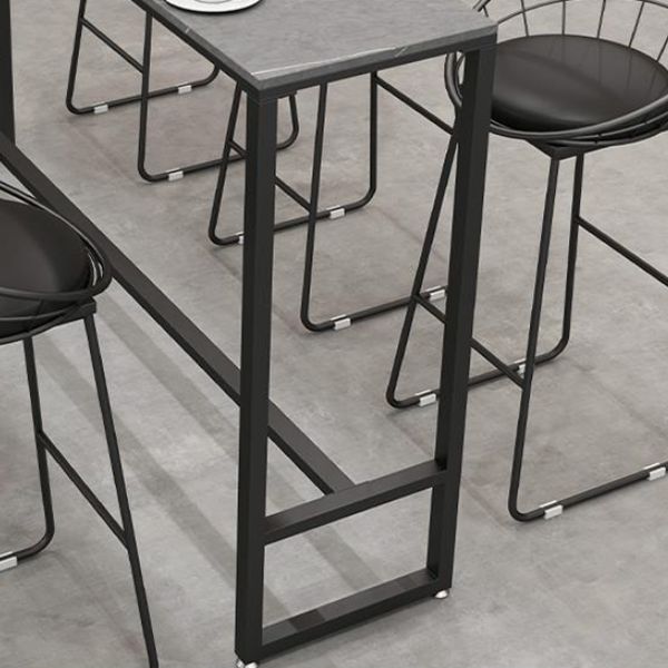 Industrial Rectangle Bistro Table Matte Finish Stone Top Bar Table