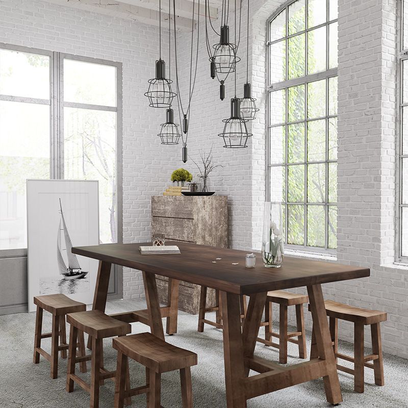 Mesa de comedor de madera sólida Mesa de comedor de madera rectangular de pino con base de trineo