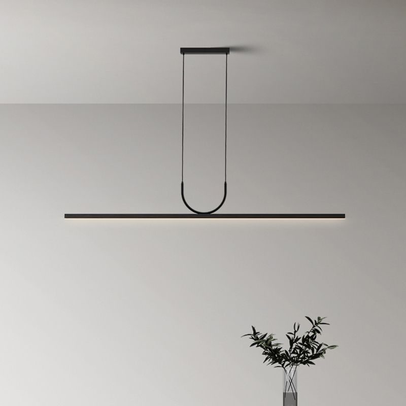 Linear 1 - Light LED Ceiling Pendant Fixture in Dark Black Aluminum Kitchen Island Fixture