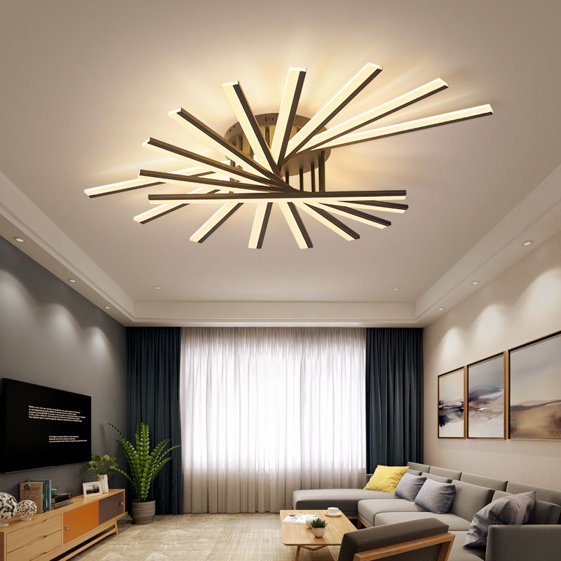 Line Shape LED Ceiling Lamp Modern Iron Flush Mount for Bedroom