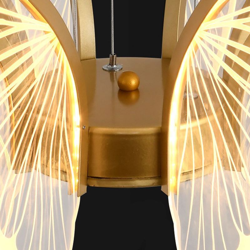 Butterfly Shape Metal Hanging Light Modern Style Multi Lights Cluster Pendant in Gold