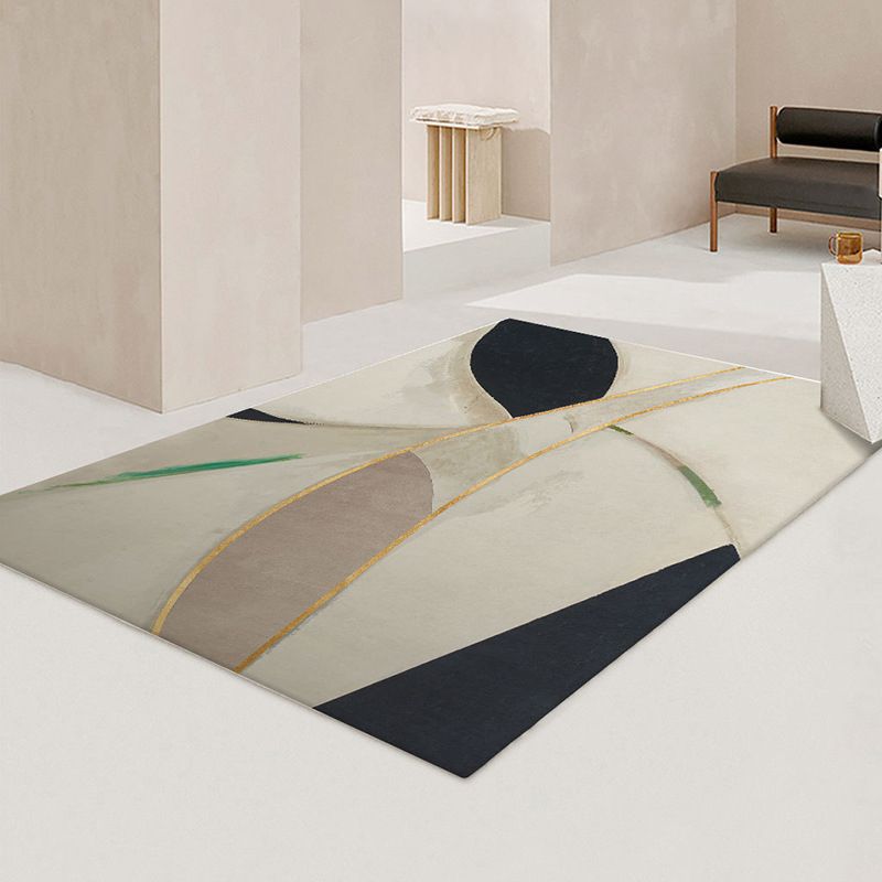 Simple Light Carpet Colored Block Area Carpet Polyester Non-Slip Pet Friendly Rug