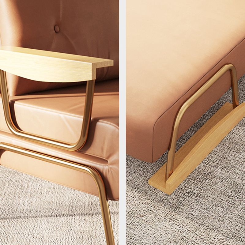 Glam Faux leather Futon Sleeper Sofa in Orange Pillow Included