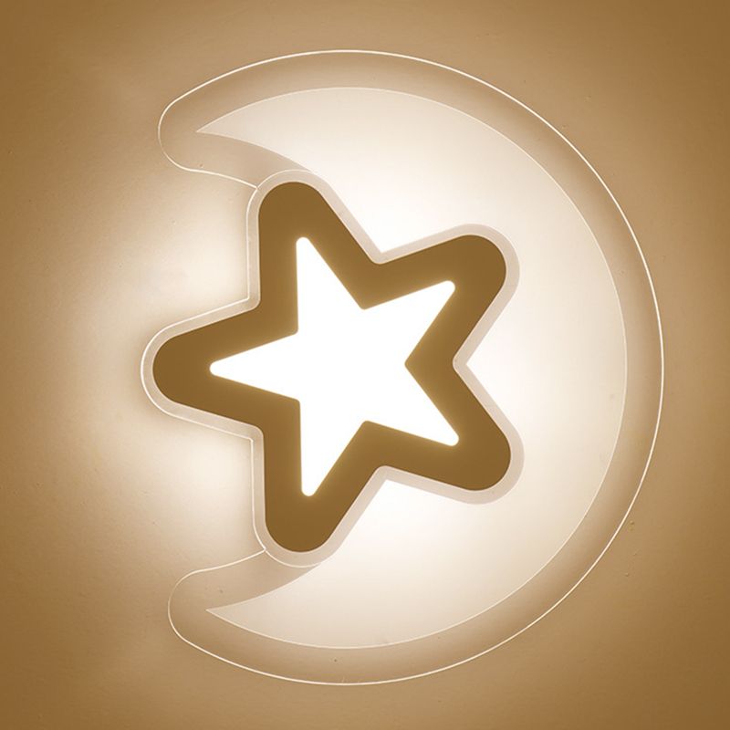 Mond- und Stern-Unterputzleuchte, minimalistische Acryl-LED-Deckenleuchte in Weiß