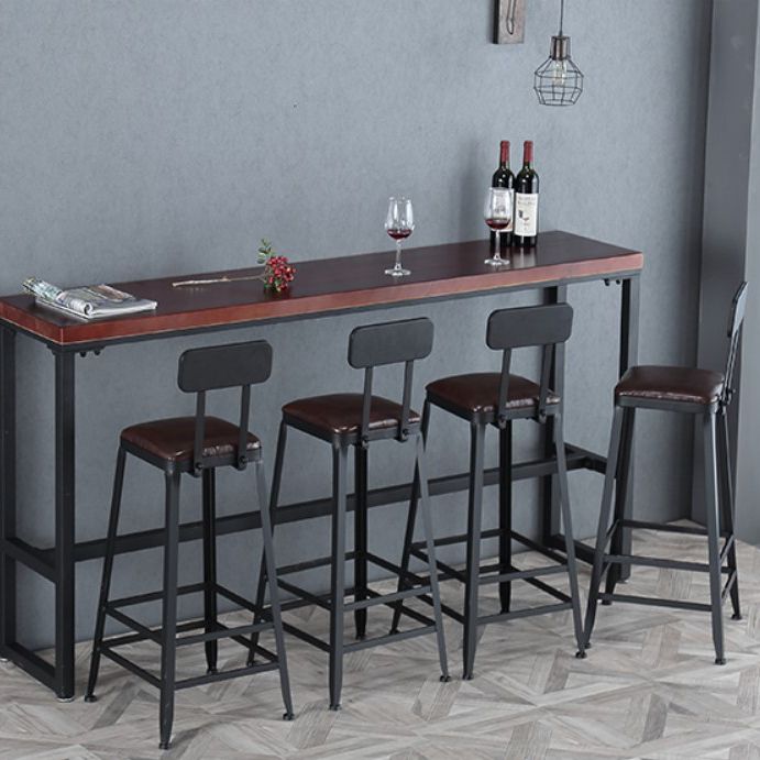 Industrial Leather Top Barstool Black 4 Legs Bar Stool for Indoor