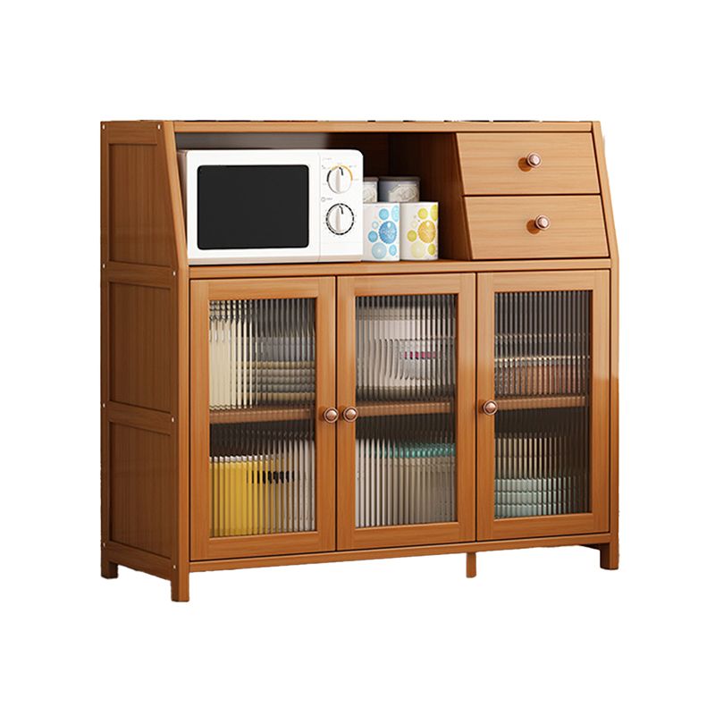 Modern Rectangle Accent Cabinet Brown Wood Knobs Side Cabinet with Doors