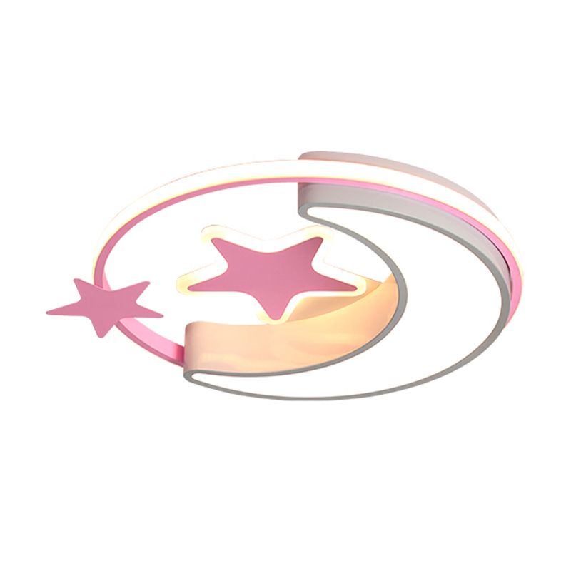 Star moon yakele está incrustado con oro de Europa del Norte / polvo / LED azul en el dormitorio infantil.