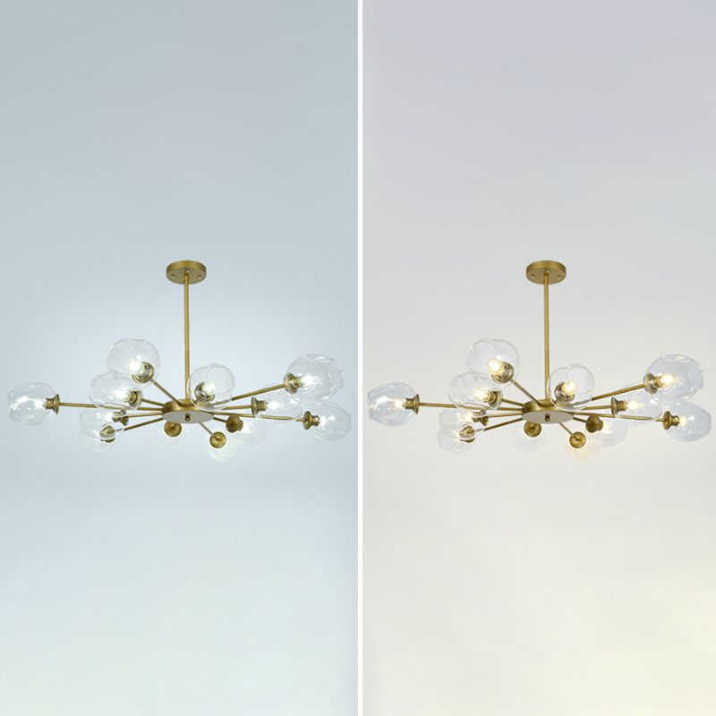 Modern Creative Indoor Pendant Light Wrought Iron Sputnik Hanging Lamp with Glass Shade