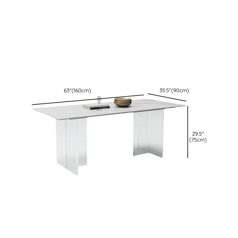 Medieval Modern Stone Dining Table Double Pedestal Rectangle Table for Dining Room