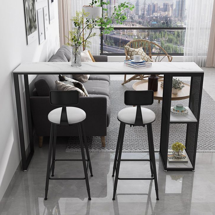 1/2/3 Pieces Bar Table Set Modern Rectangle Sintered Stone Bar Table with Low Back Stools