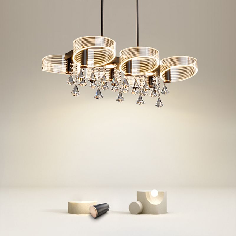 Luces de lámpara de araña de isla de estilo moderno luces colgantes de aluminio LED para comedor