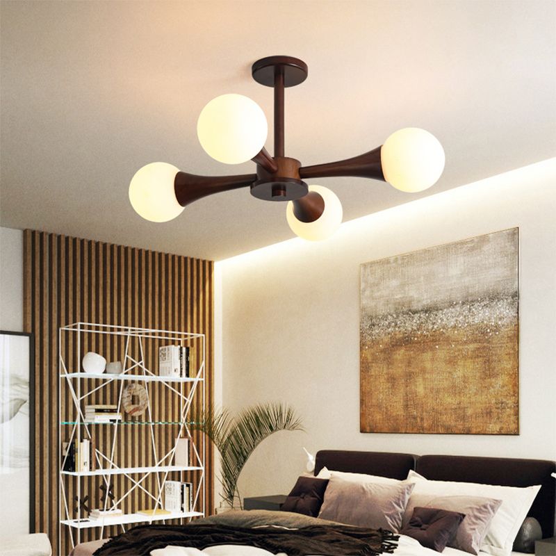 Globe Chandelier Light Fixtures Modern Multi-Head Hanging Pendant Lights with White Glass Shade