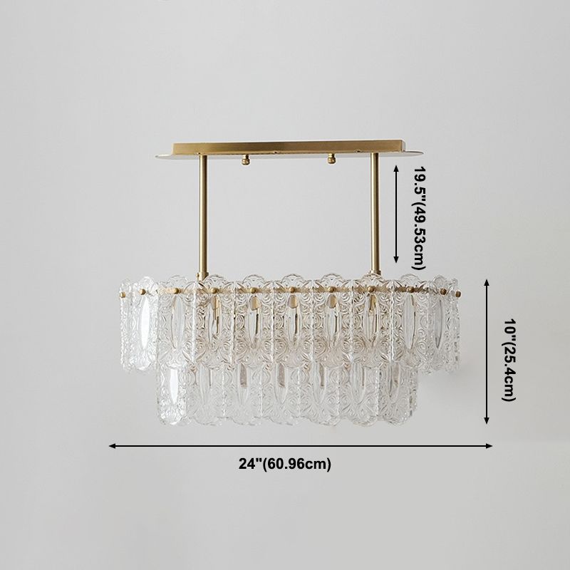 Shaded Island Lighting Fixture Minimalist-Style Glass Brass Island Pendant Light