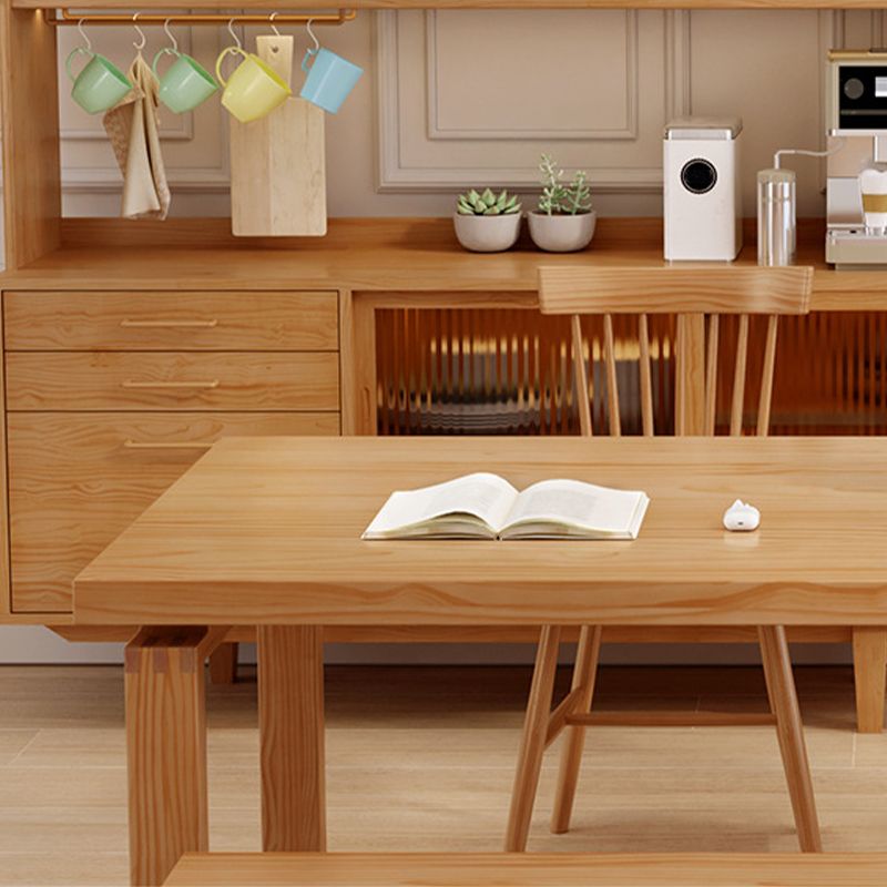 Contemporary Dinette Table Rectangle Solid Wood Dining Room Table in Natural