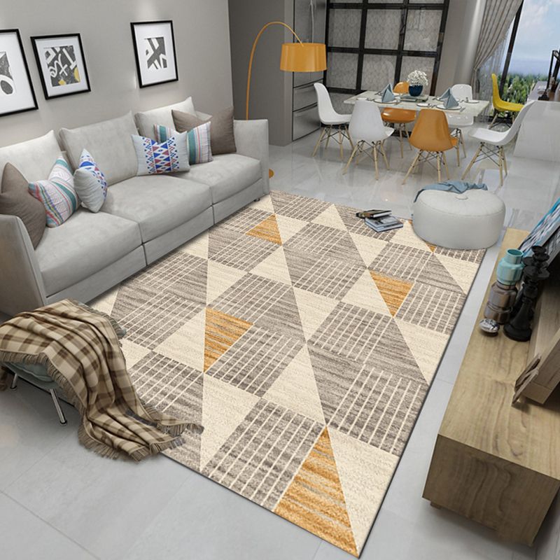 Unique Geometric Rug Multi-Color Modern Area Carpet Polypropylene Non-Slip Backing Easy Care Rug for Parlor