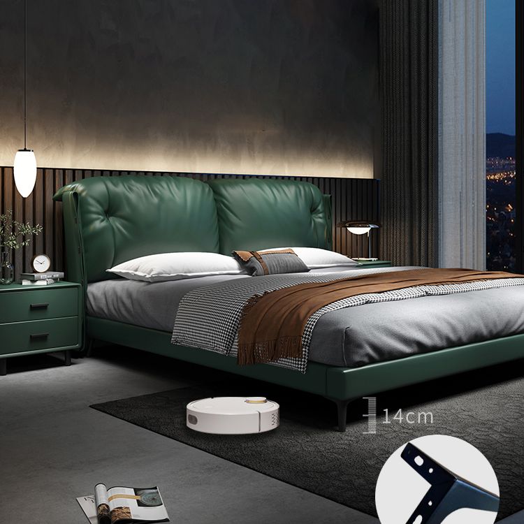 North European Wood and Genuine Leather with Upholstered Headboard