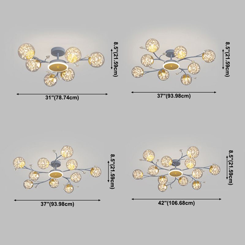 Blue Sputnik a filo con soffitto a sfioramento Luce di vetro moderno per soggiorno per soggiorno