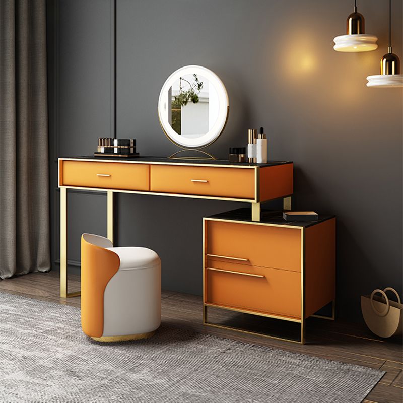 Orange Vanity Set with 4 Storage Drawers Make-up Vanity, 15.74" Wide