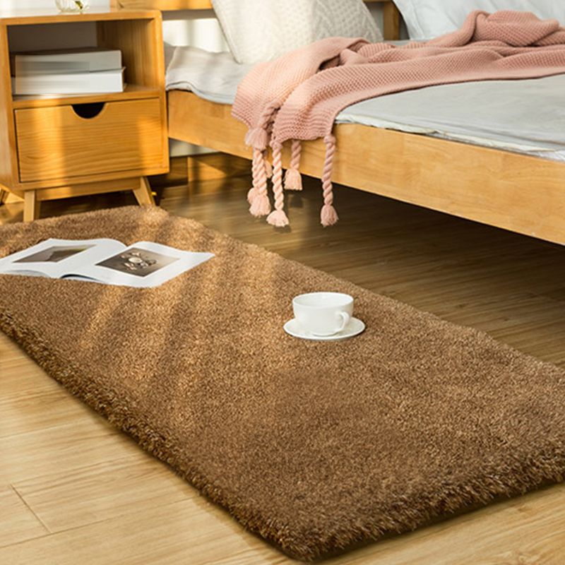 Casual Plain Shag Rug Polyester Indoor Carpet Non-Slip Backing Area Rug for Home Decoration