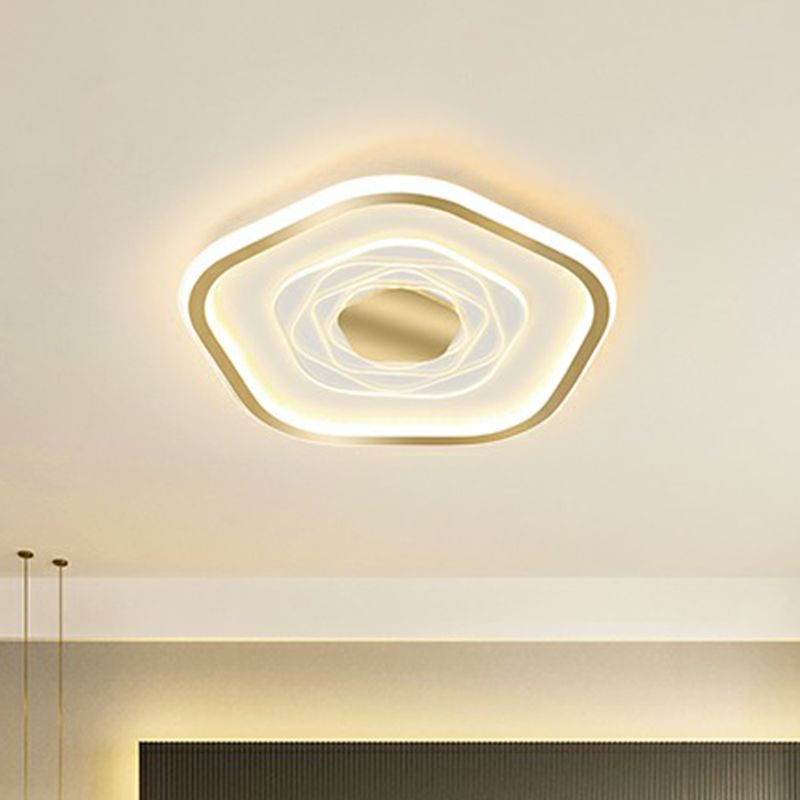 Plafonnier LED pentagonal minimalisme luminaire encastré en métal pour chambre à coucher