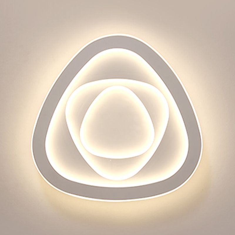 3 - Light Metal LED Flush Mount Light Triangle Modernism Ceiling Flush in White