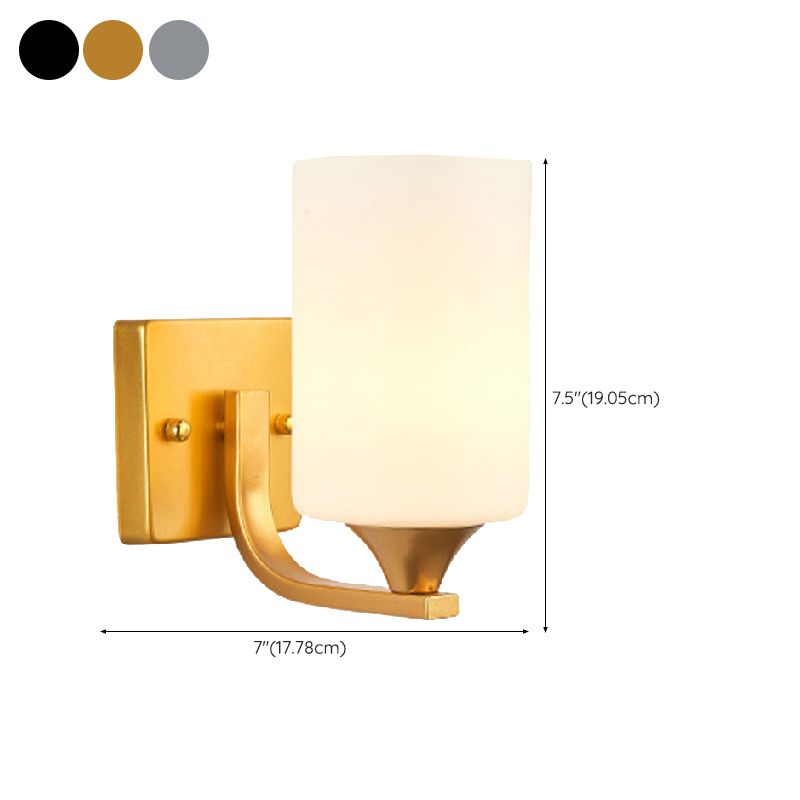 Modern Style Cylinder Shade Wall Light Glass Sconces for Bedroom