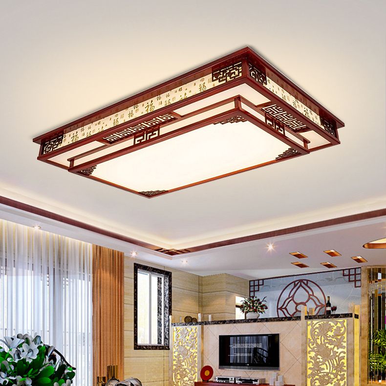 Lámpara de techo empotrada de madera cuadrada con montaje empotrado LED moderna para sala de estar