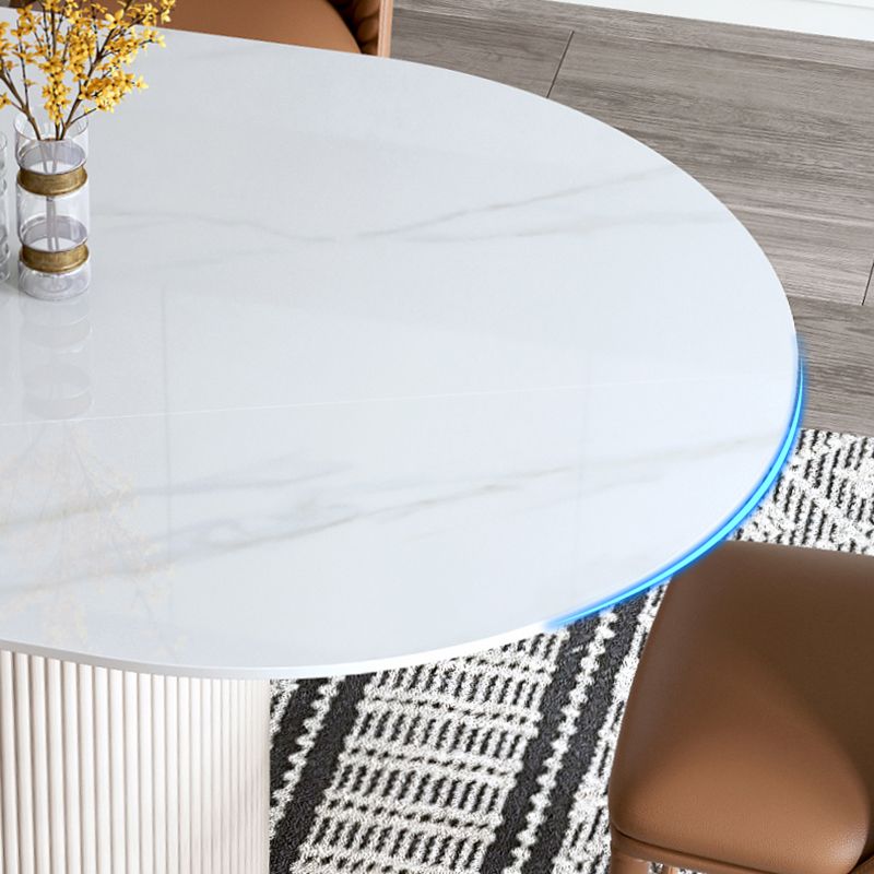 Nordic Glam Style Sintered Stone Oval Table Set 1/4/5/7 Pieces Set