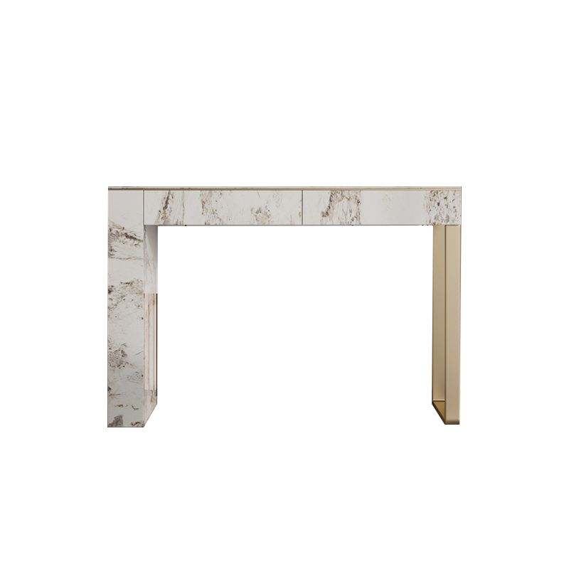 Two Piece Luxurious Vanity Set Stainless Steel and Stone Dresser