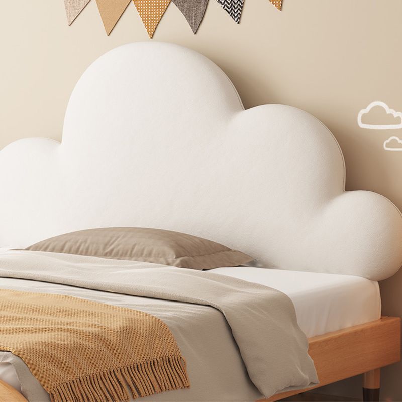 Scandinavian Upholstered Panel Bed Natural Genuine Leather Bed Frame with Headboard