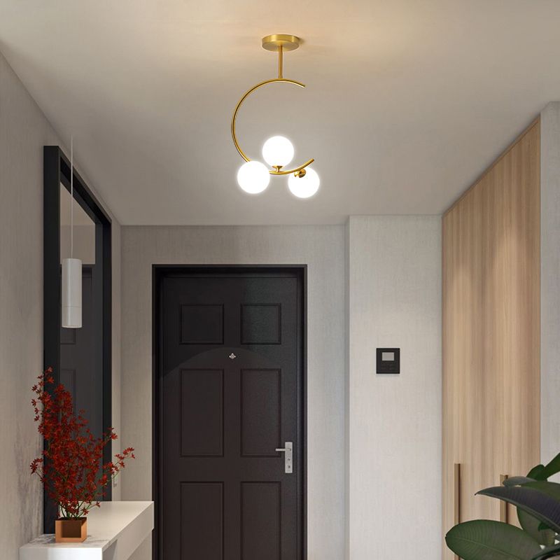 Ball Lampada appesa al vetro opalino semplicità lampadario lampadario con braccio c per camera da letto