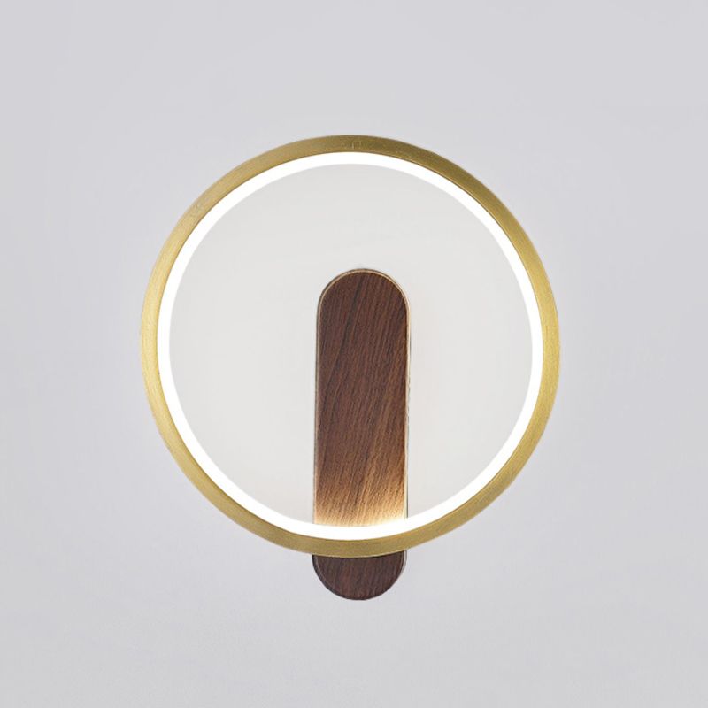 Modern LED Metal Wall Sconce Circular Shape Wall Light with Acrylic Shade for Bedroom