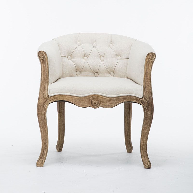 Farmhouse Balcony Upholstered Arm Chair Matte Finish Solid Back Dining Chair