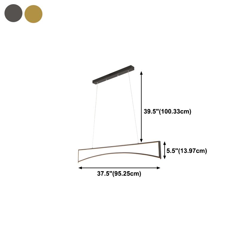 Linear Shape Island Pendant Contemporary Style Metal Single Light Island Light Fixture
