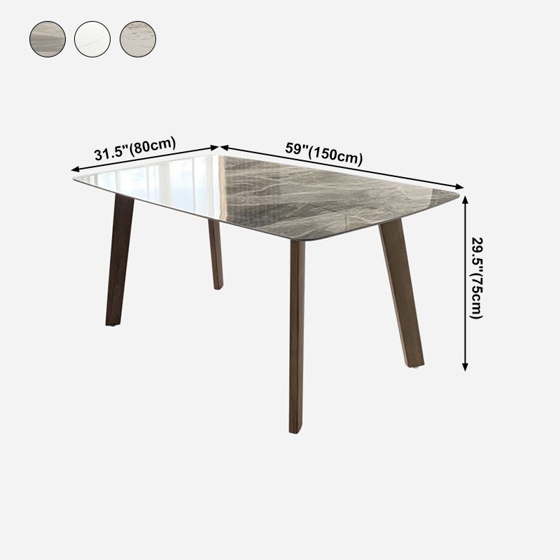 Rectangle 4 Legs Minimalist Table Three-Color Fixed Table of Sintered Stone
