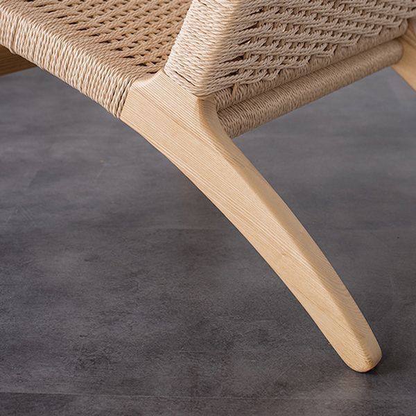 Mid-century Modern Accent Armchair Fixed Back Wood Armchair for Living Room