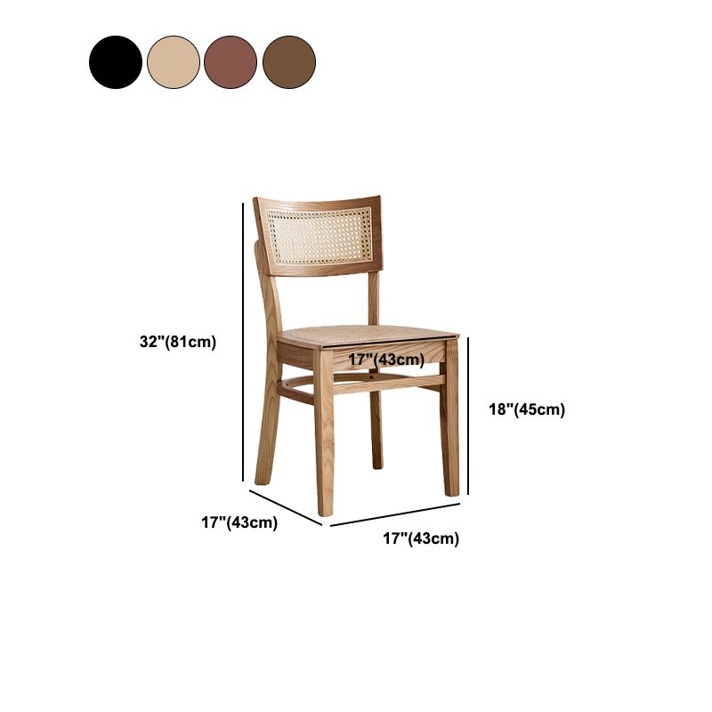 Modern Rattan Square Bar Stool Solid Wood Armless Bar Stool for Living Room