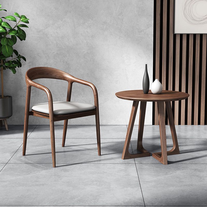 25.6" Tall Scandinavian Sofa Side Accent Table Wooden Round Side End Table