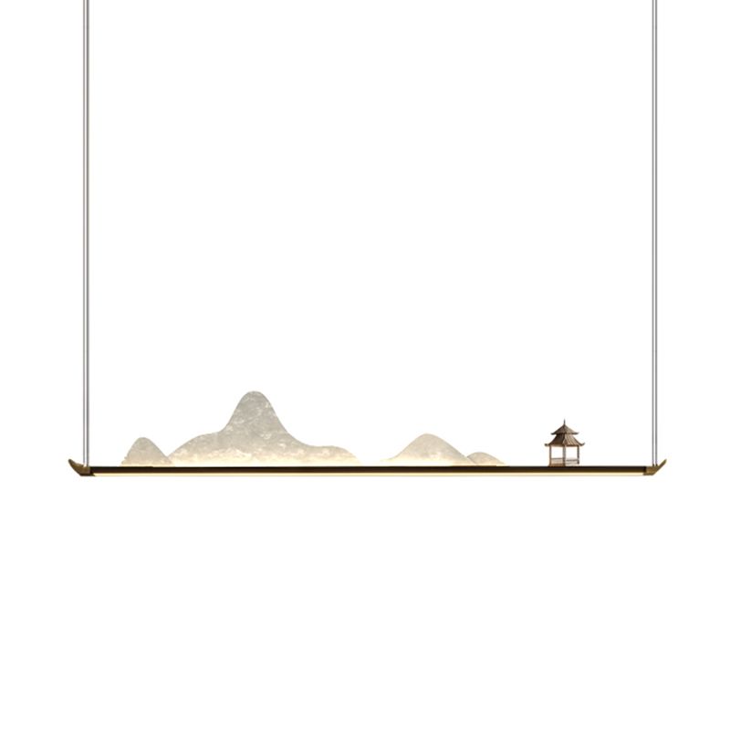 La lampe de lustre en métal moderne pendante île LED linéaire pour la salle de thé