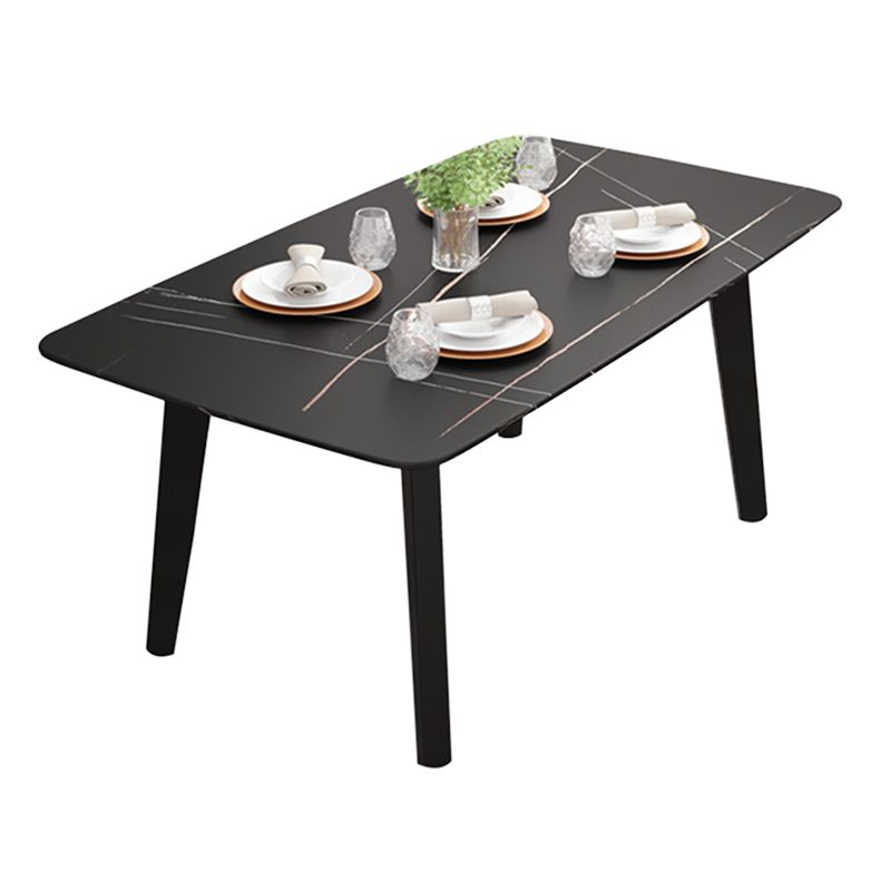 Stone Rectangle Dining Table Mid-Century Modern Dining Table with 4 Legs