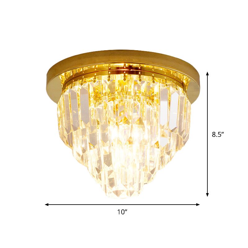 1/3/4-Bulb Flush Mount Lamp Modern Dome/Cone/Tapered Shape Clear Crystal Ceiling Light for Corridor