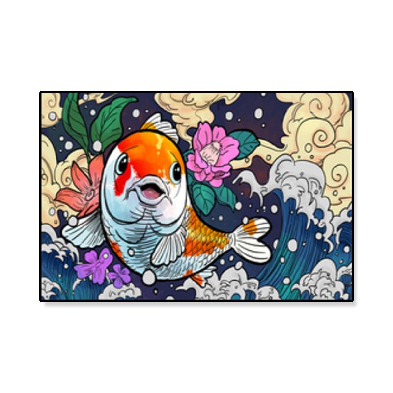 Oosterse tekening print dier canvas kunst veelkleurige gastenkamer wanddecoratie, getextureerd