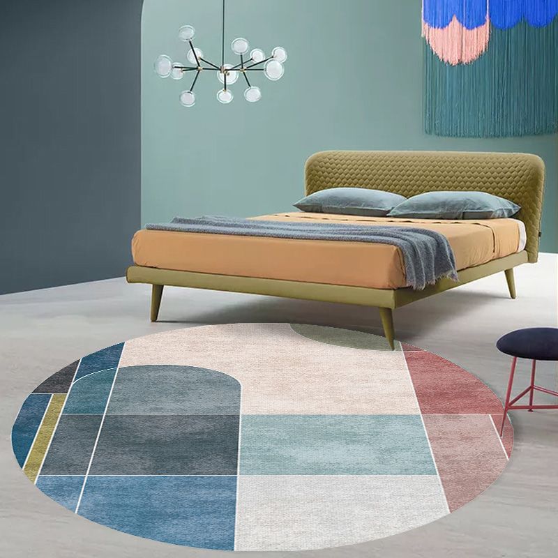 Multicolor Colorblock Geometric Pattern Rug Polyester Modern Rug Washable Anti-Slip Pet Friendly Area Rug for Living Room