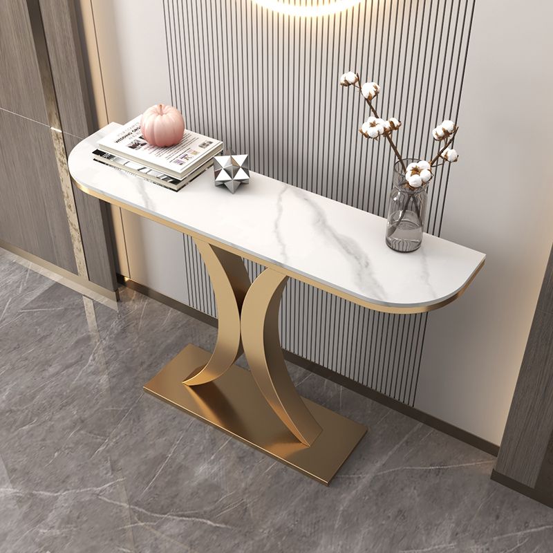 Stone Half Moon Console Table 31.5-inch Tall Accent Table for Hall