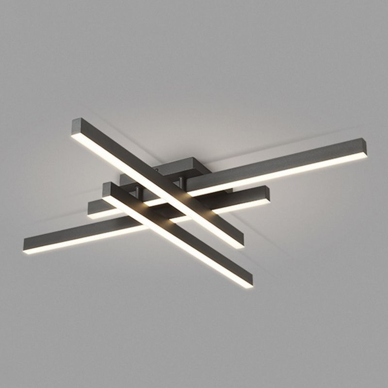 Luz de techo LED negra acrílica en soporte empotrado lineal de aluminio de estilo conciso moderno para dormitorio