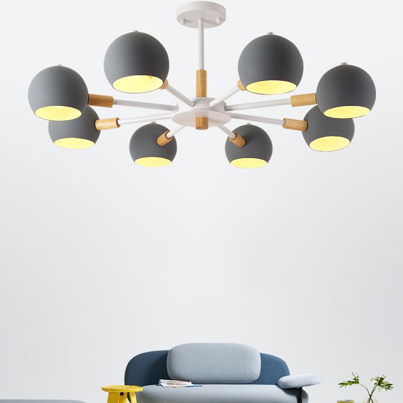 Macaron Domed Shaped Chandelier Light Metallic Lighting Fixture for Living Room