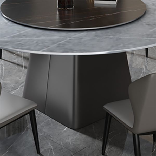 Stone Round Table Contemporary Dining Site Table with Turntable