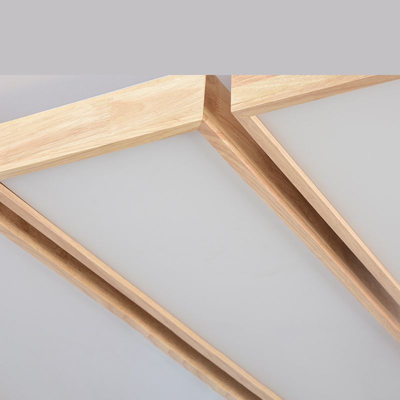 Rechthoekige Sitting kamer Flush Light Houten Nordic Style LED Flush Plafond Licht met Acryl